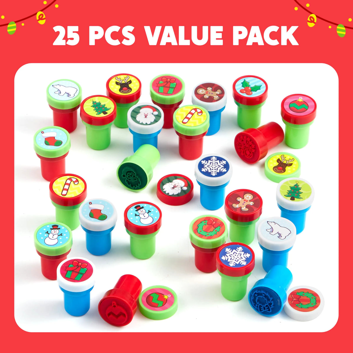 25 Christmas Rubber Stamps for Kids Gift