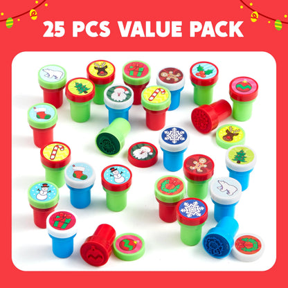 25 Christmas Rubber Stamps for Kids Gift