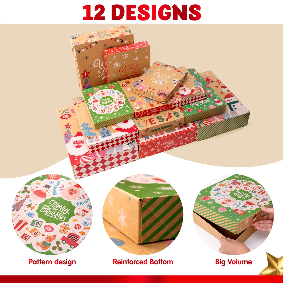 12-Pack Christmas Shirt Gift Boxes with Lids for Presents