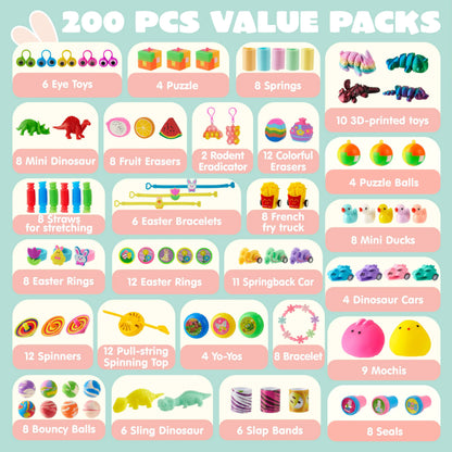 200 Prefilled Easter Eggs with Assorted Toys - Bulk Pack