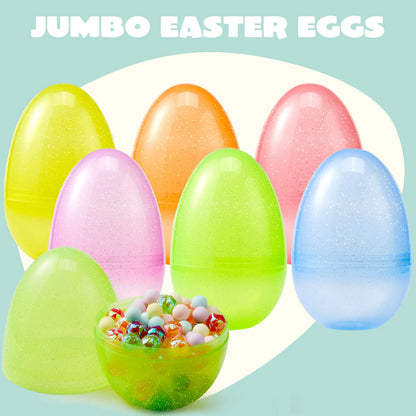 6-Pack 7-Inch Jumbo Plastic Easter Egg Shells for Egg Hunts