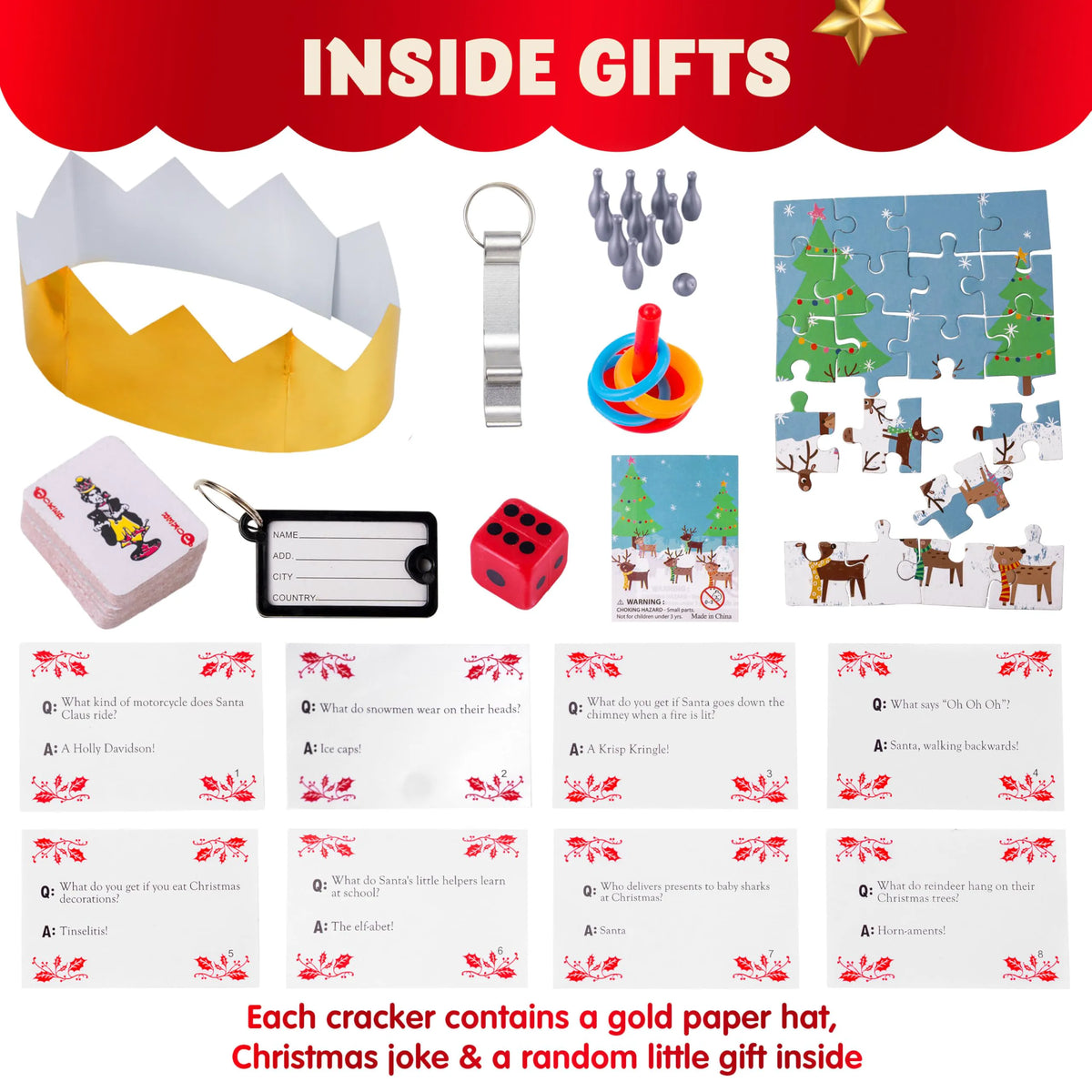8-Piece Kraft Christmas Cracker Set