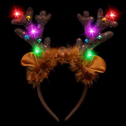 Holiday Light-Up Reindeer Headband for Adults and Kids