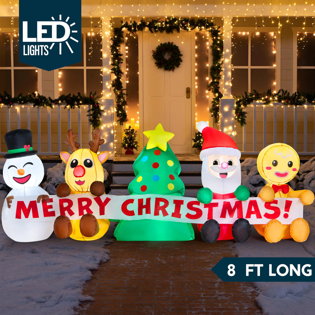 8FT Christmas Inflatable with 4 Characters and Tree