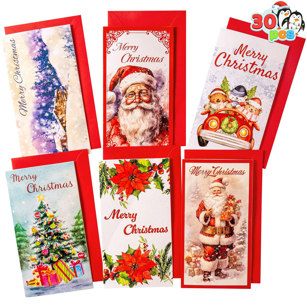 30 Christmas Classic Money Cards with Envelopes