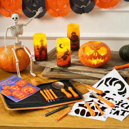 12-Piece Halloween Pumpkin Carving Kit, Professional Carving Set with Carrying Bag
