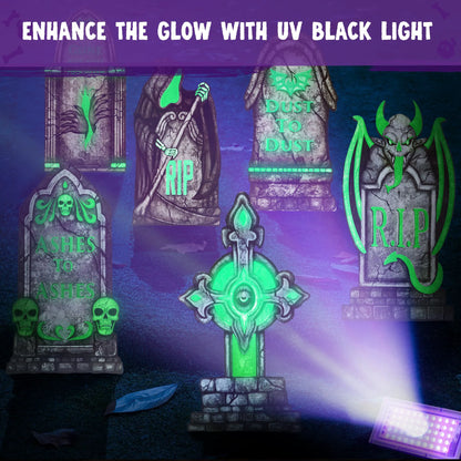 Glow-in-the-Dark Halloween Graveyard Tombstones for Outdoor Decor