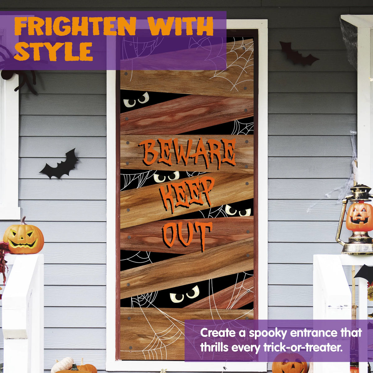 Spider Web Wooden Door Cover for Halloween