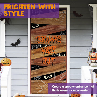 Spider Web Wooden Door Cover for Halloween
