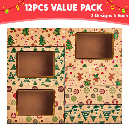 12 Foiled Christmas Cookie Boxes for Gift Giving