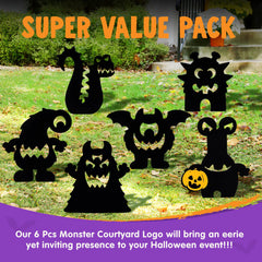 6-Pack Monster Yard Stakes for Halloween Lawn Decor