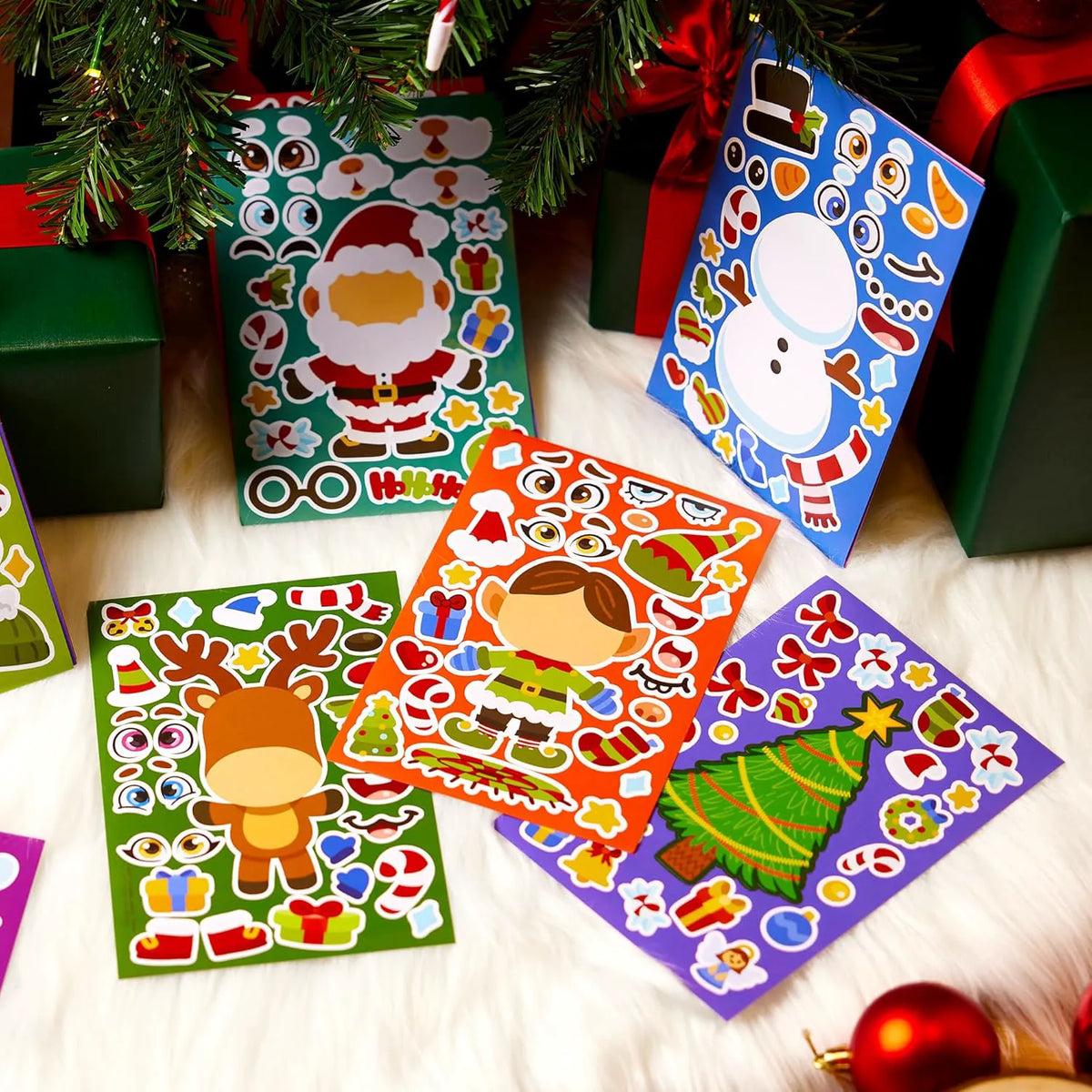 24 Christmas Make-a-Face Stickers