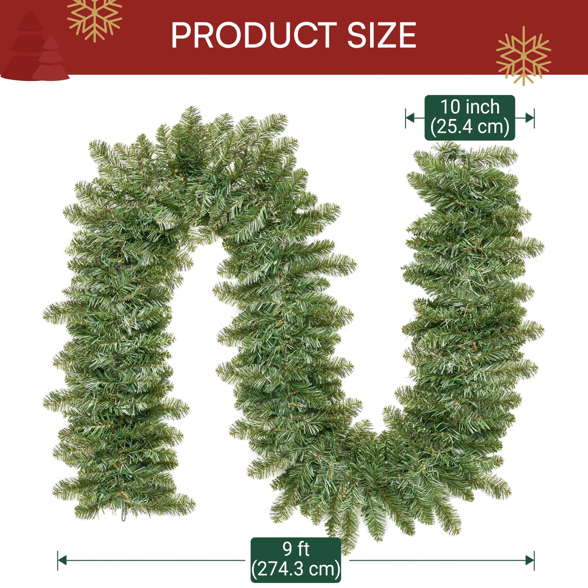 9Ft Prelit Christmas Garland with 50 Lights