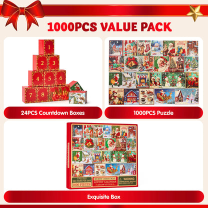 1000-Piece 24-Day Christmas Advent Calendar Puzzle Set