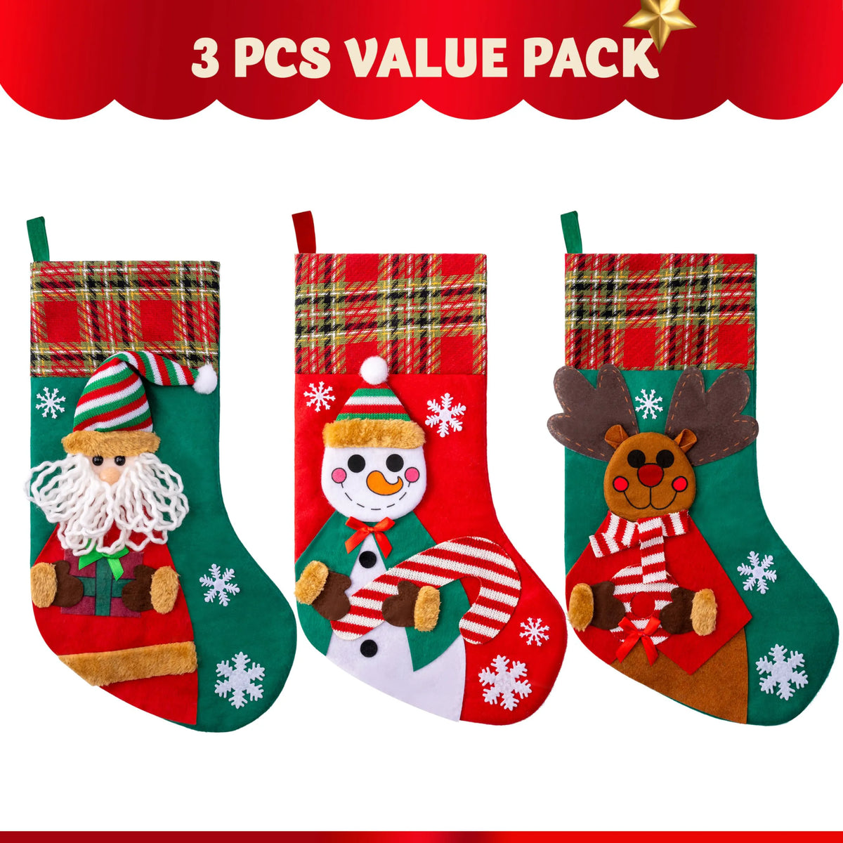 3 Pack 18-Inch Christmas Stockings Set