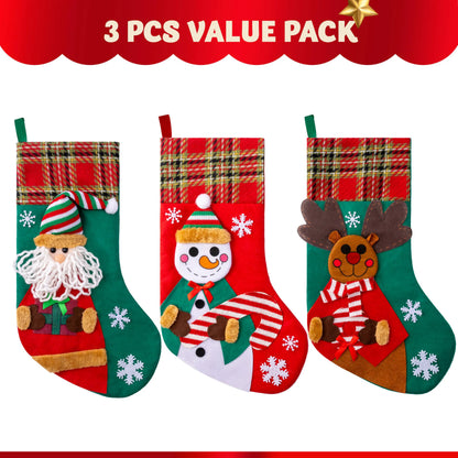 3 Pack 18-Inch Christmas Stockings Set