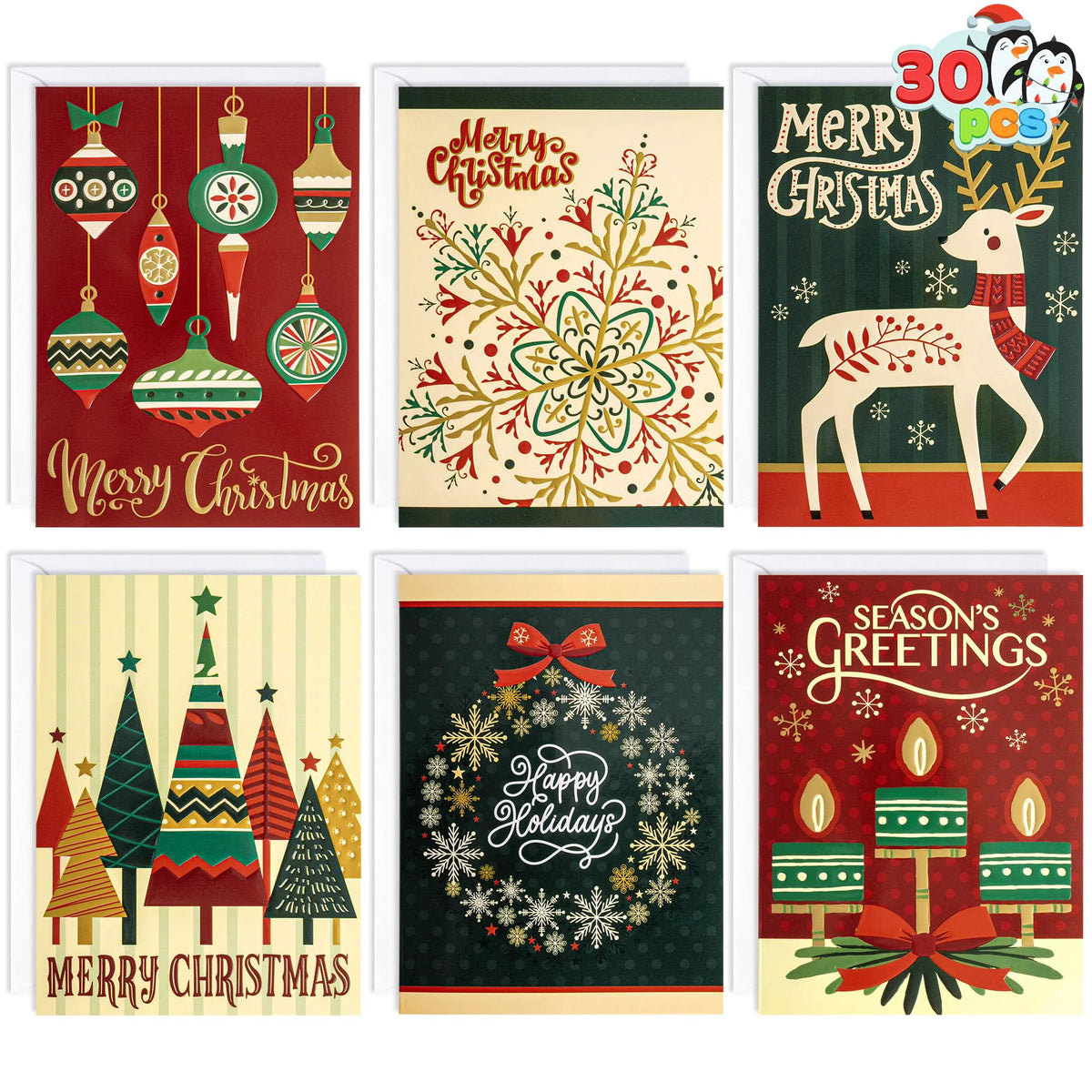 30 Pack Boxed Christmas Cards