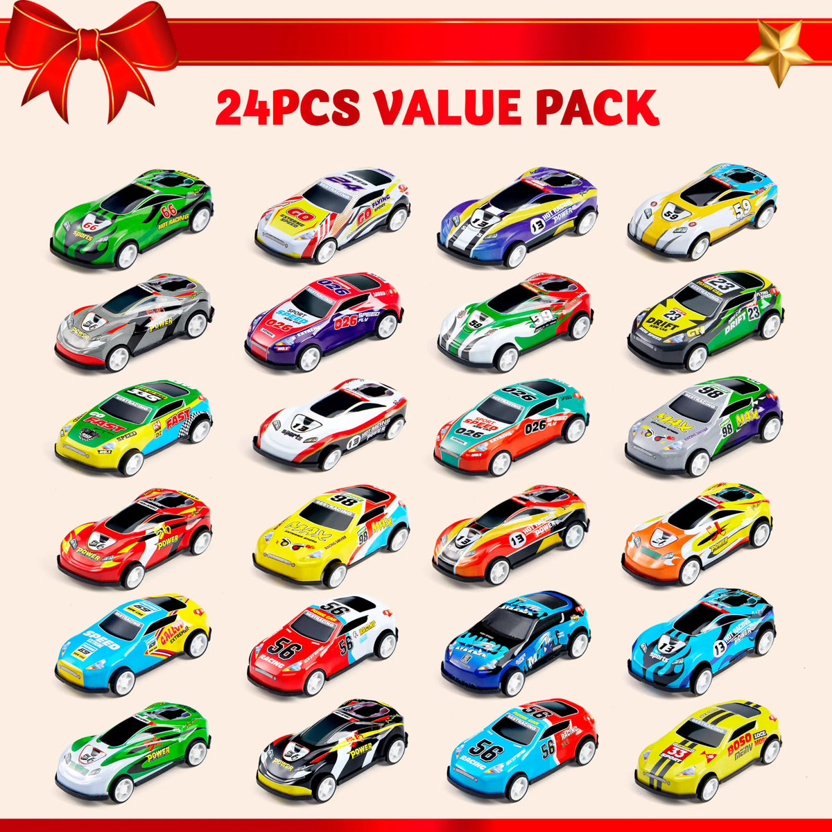 24 Days of Christmas Advent Calendar with Pull-Back Vehicles