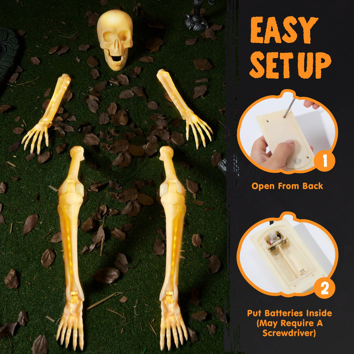 5-Piece Halloween Skeleton Decorations for Outdoor Use