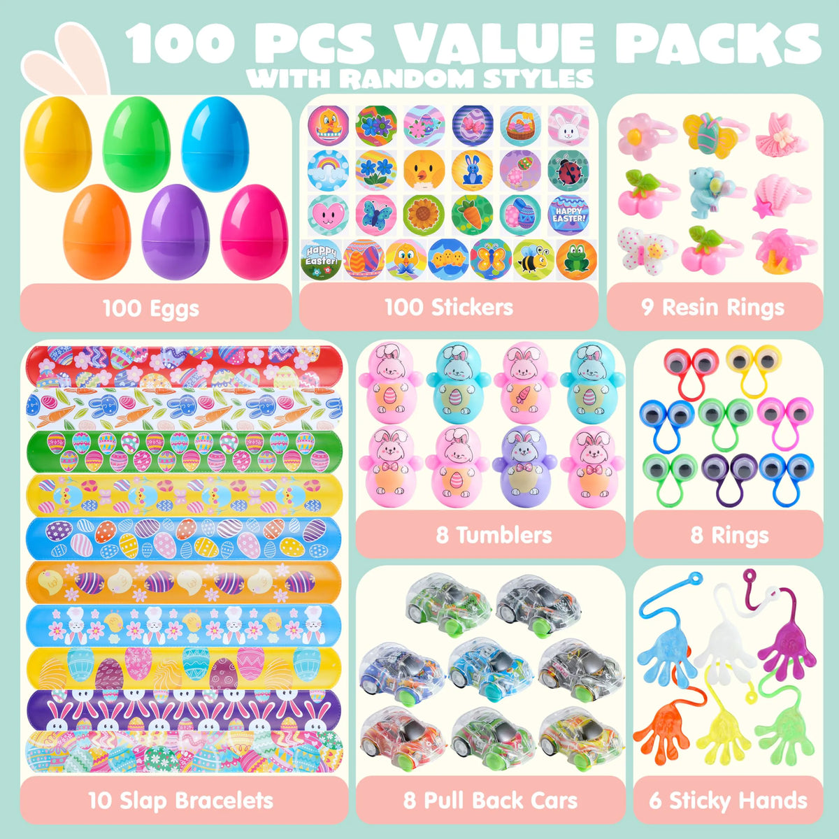 Bulk 300 Filled Easter Eggs with Toys