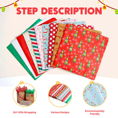 150 Sheets of Christmas Tissue Paper, Assorted Designs