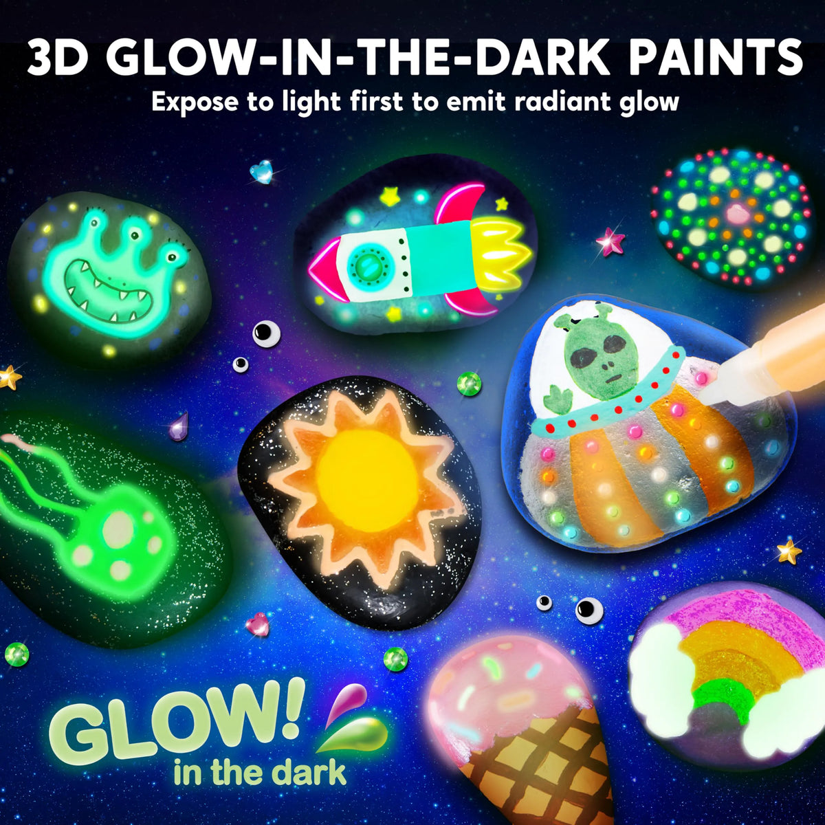 Glow in the Dark Rock Painting Kit for Kids
