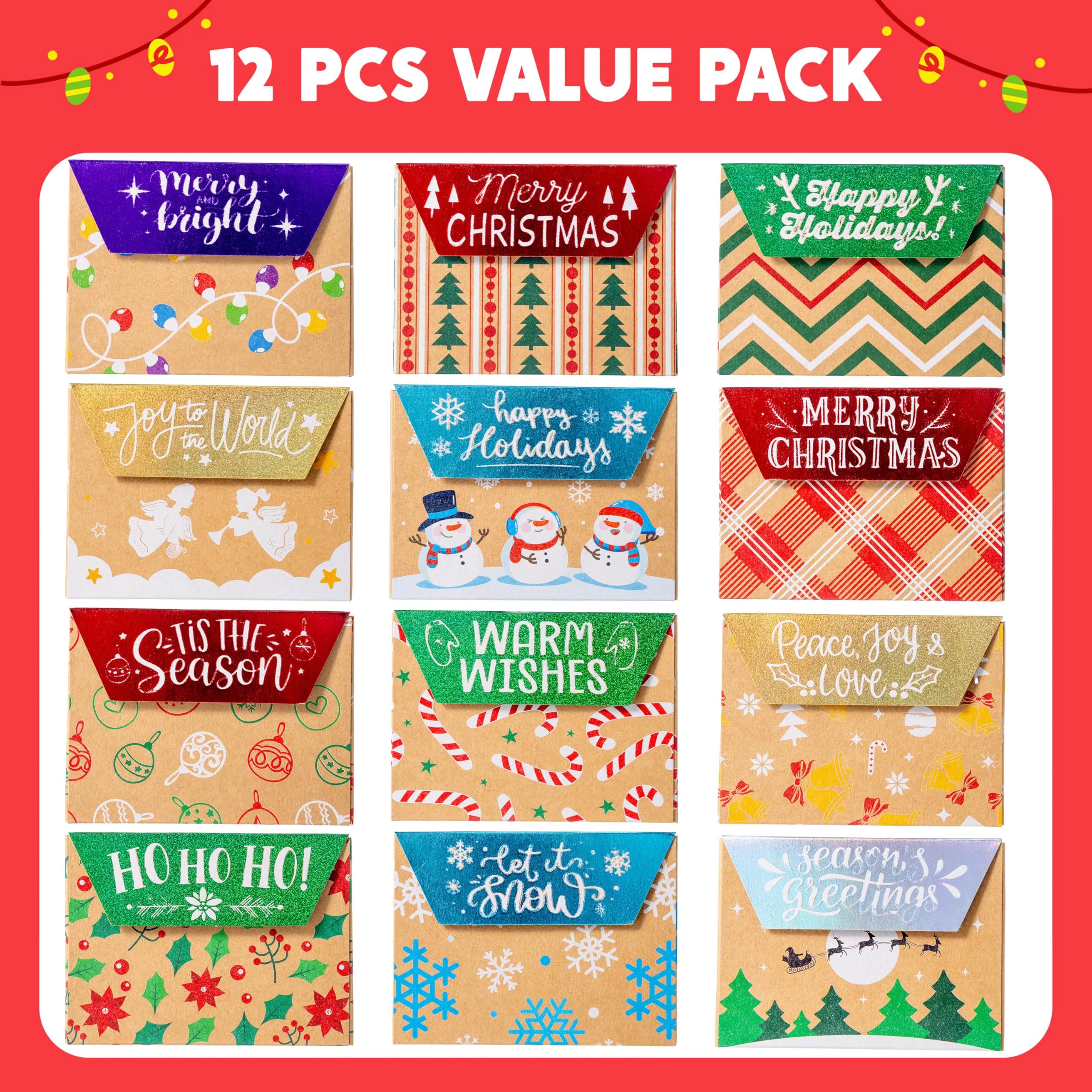 12-Pack Christmas Gift Card Boxes
