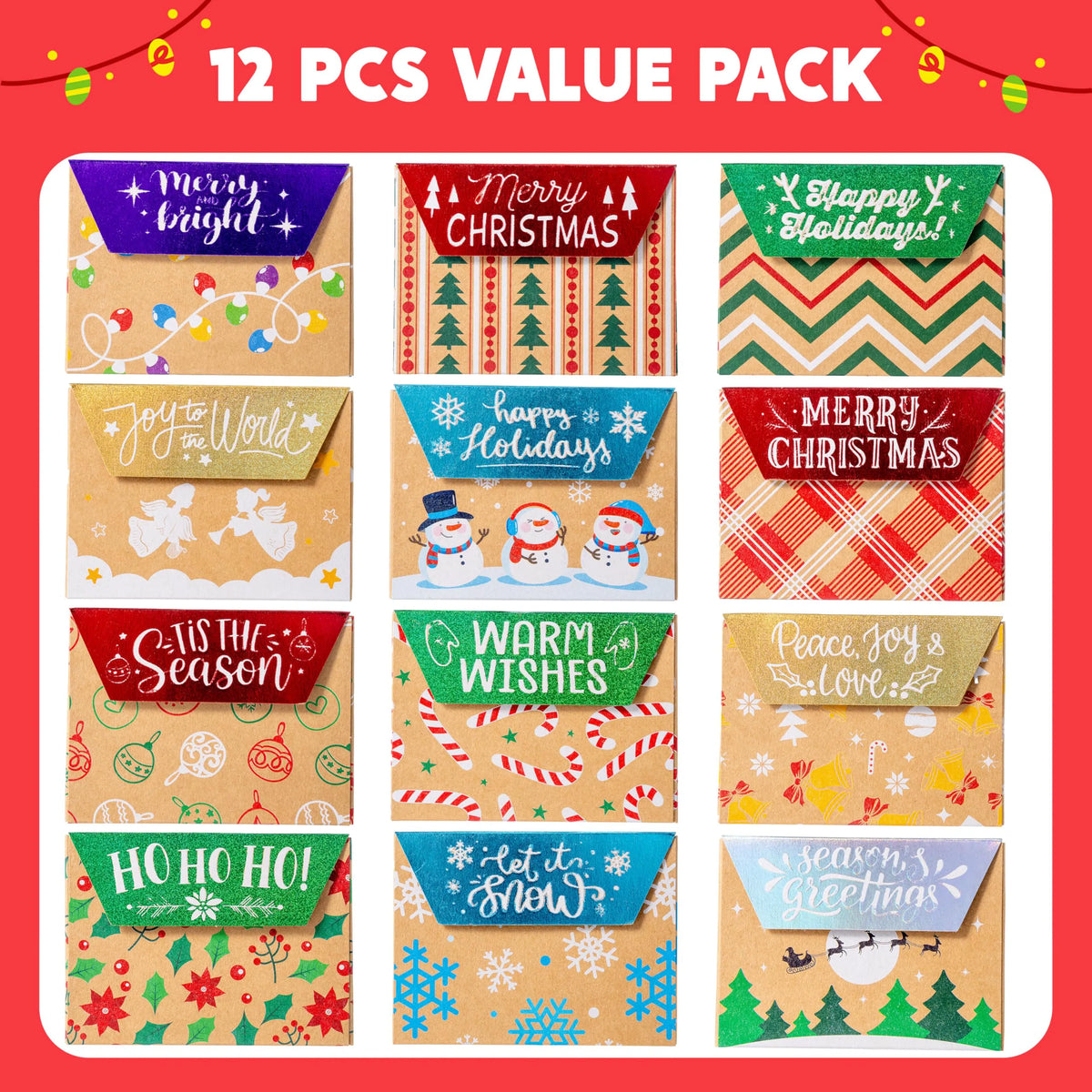 12-Pack Christmas Gift Card Boxes