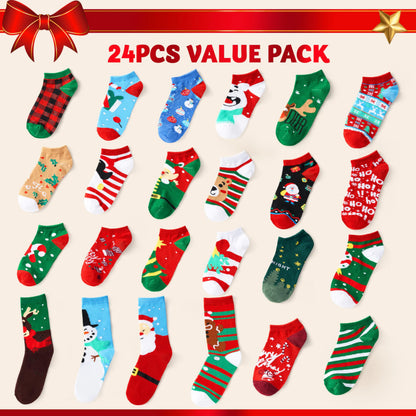 24 Days of Christmas Advent Calendar with Warm Cotton Socks for Adults