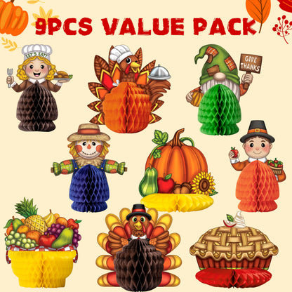 9-Piece Thanksgiving Honeycomb Decorations Set