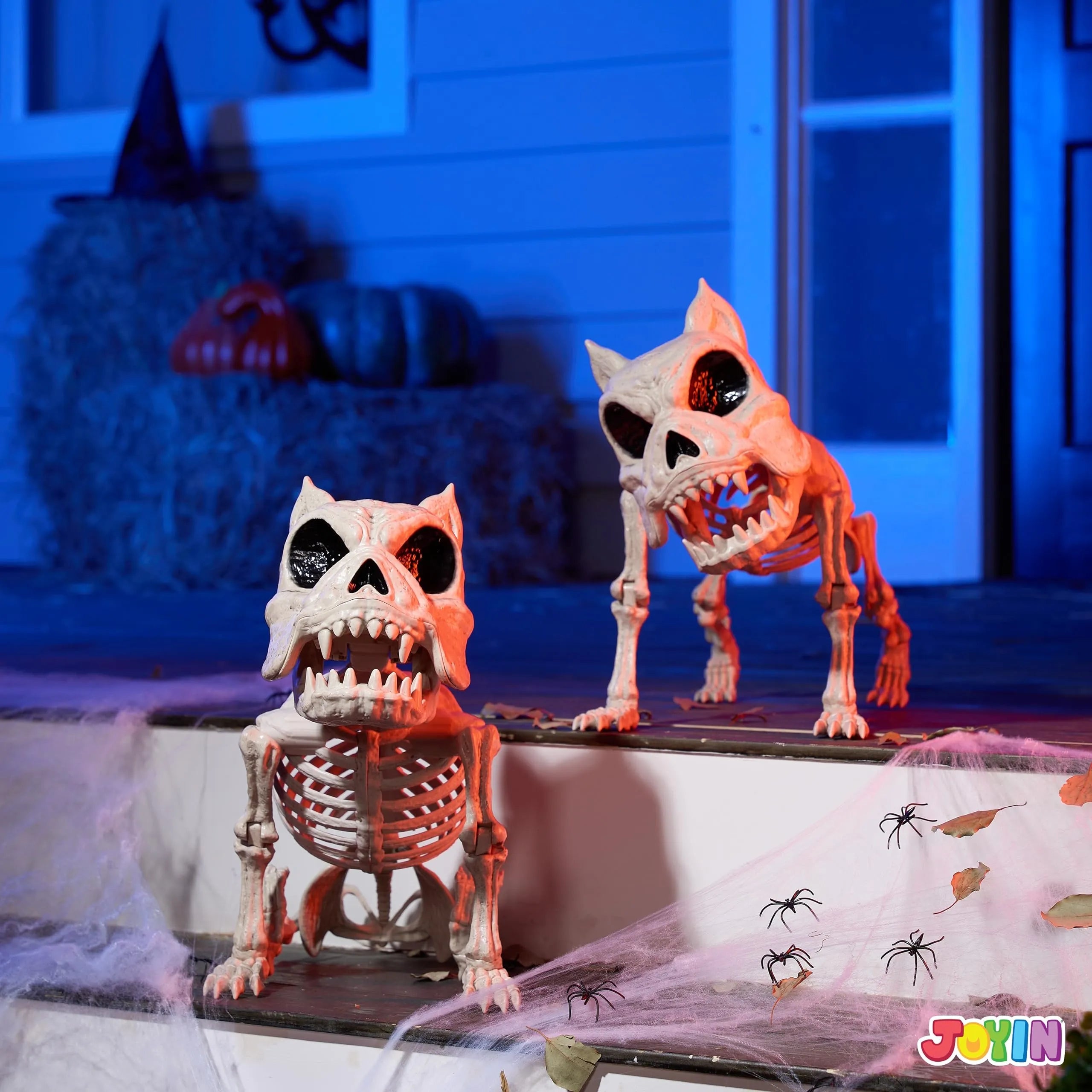 2 PCS 16in Halloween Pose-N-Stay Dog Skeleton Decoration Animal