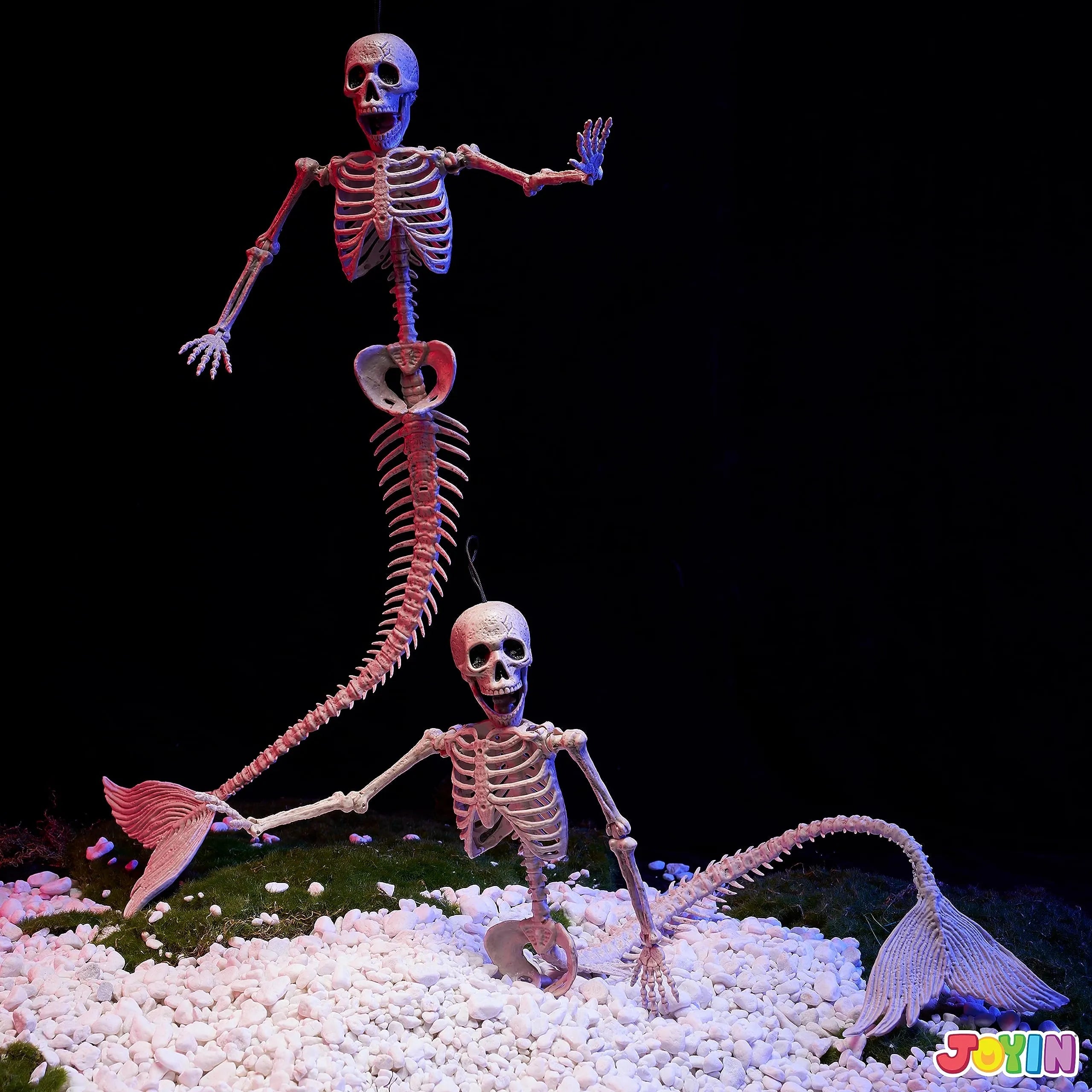 2 PCS 20-Inch Halloween Mermaid Skeleton Plastic Bones