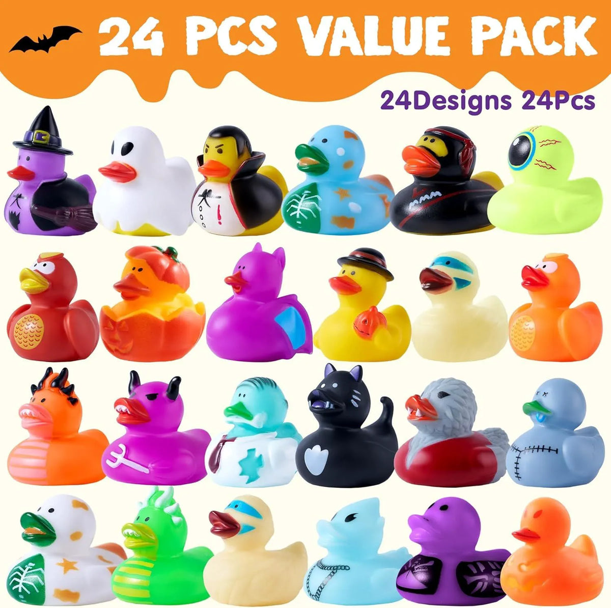 24 Pack Halloween Floating Rubber Ducks