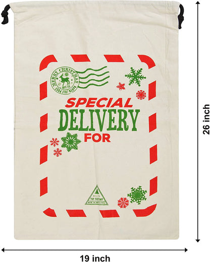 Large Santa Drawstring Bags, Set of 3