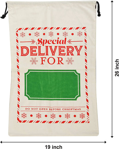 Large Santa Drawstring Bags, Set of 3