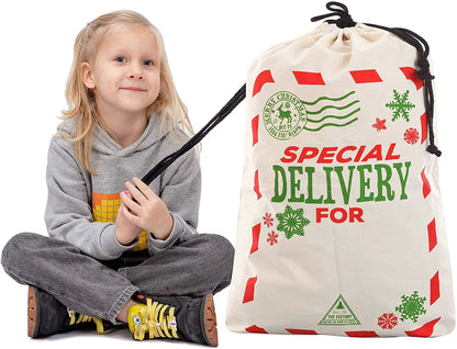 Large Santa Drawstring Bags, Set of 3