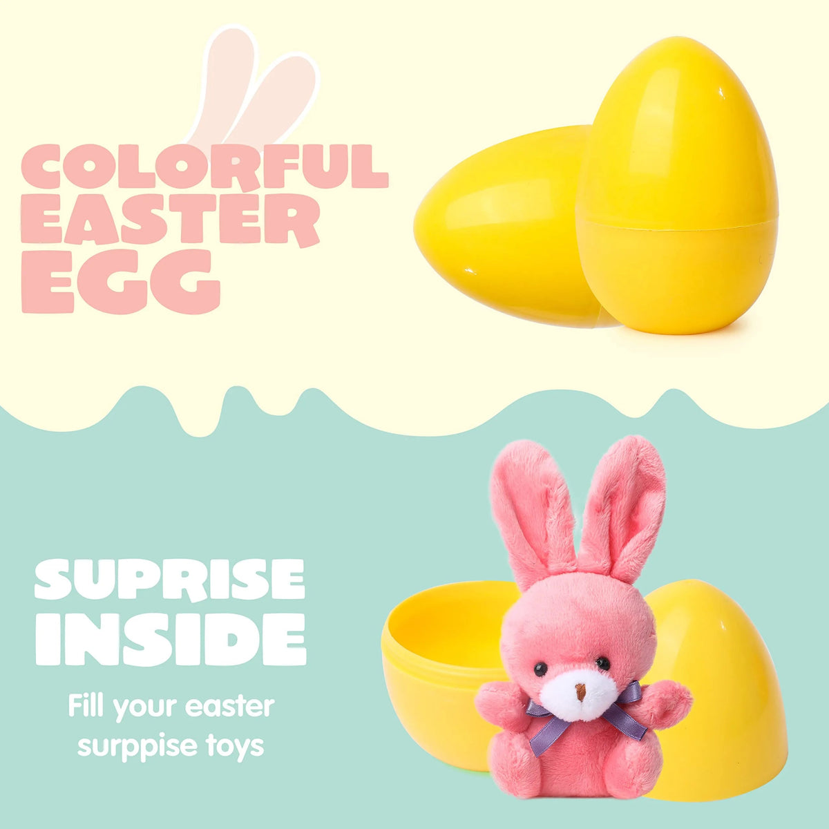 24 Plush Bunny Prefilled Easter Eggs (3.2 Inches)
