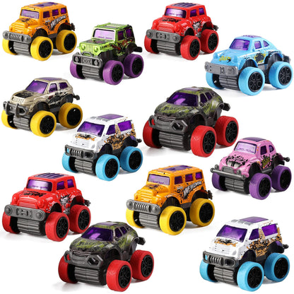 12 Pack 3.8 Inch Easter Eggs with Pull Back Monster Cars & Trucks for Easter Egg Hunt