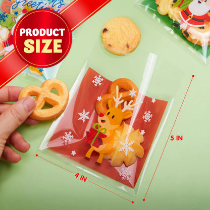 300 Pack Christmas Cellophane Candy Treat Bags