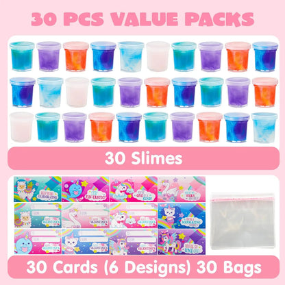 30-Pack Fantasy Slime with Cards - Stress Relief Fidget Toy