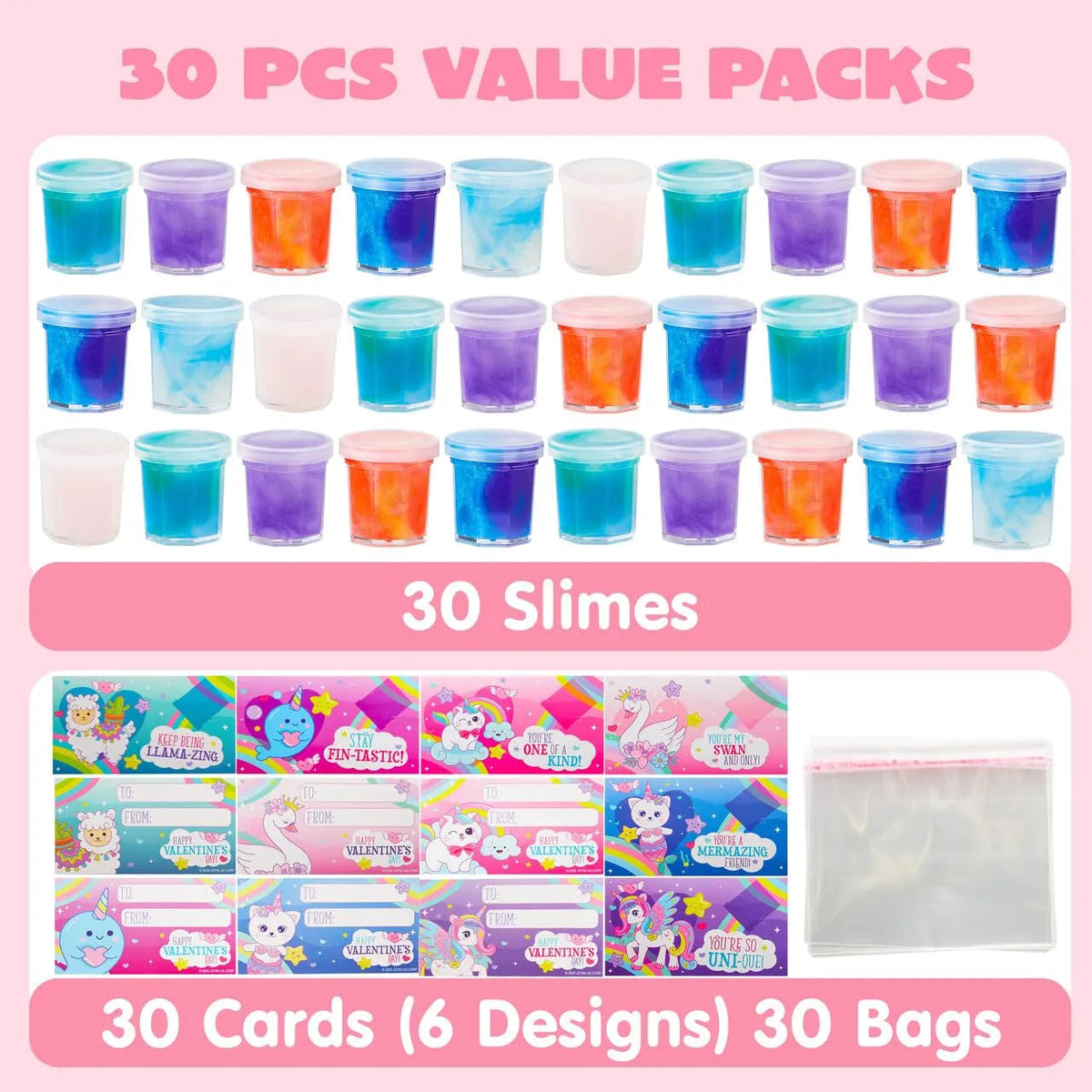 30-Pack Fantasy Slime with Cards - Stress Relief Fidget Toy