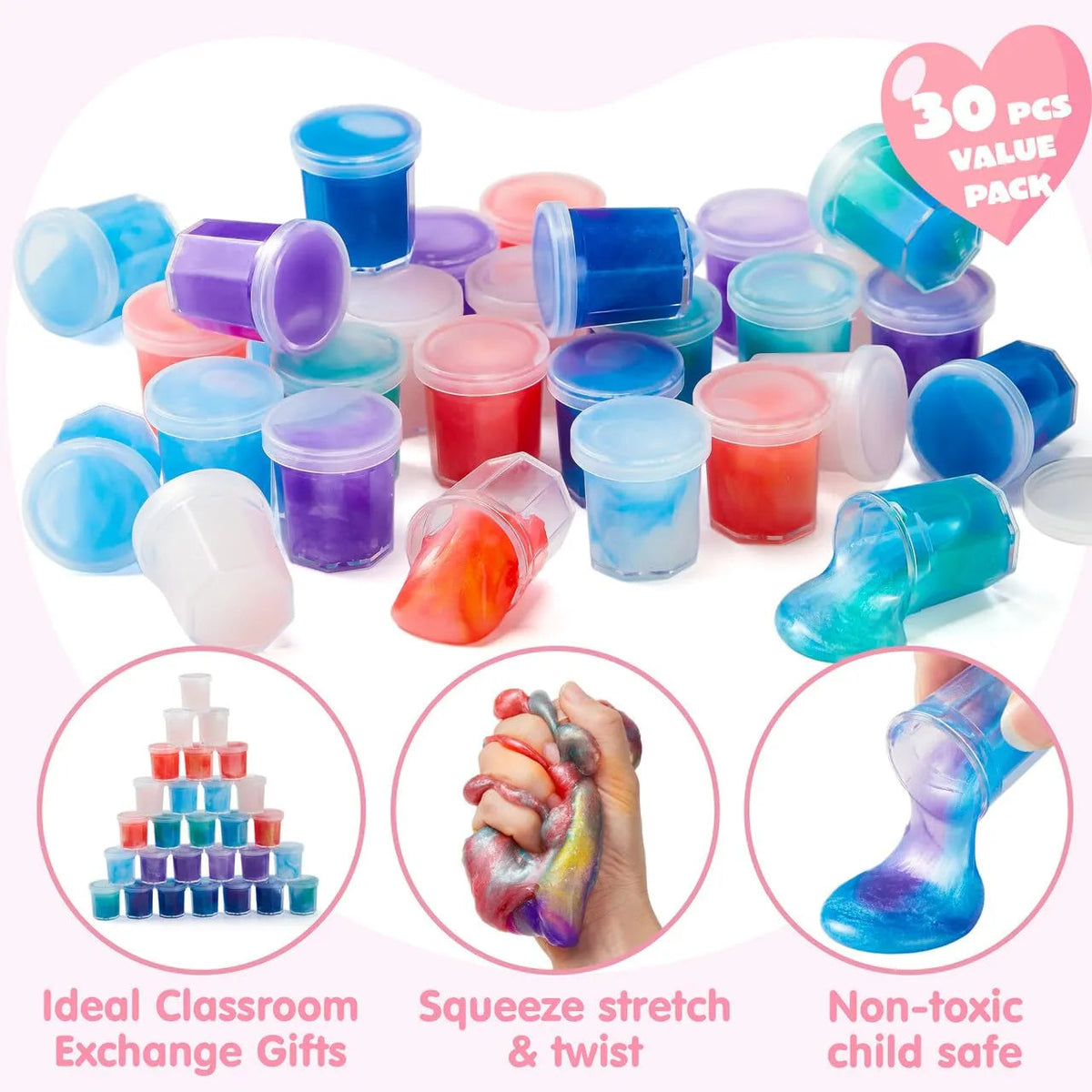 30-Pack Fantasy Slime with Cards - Stress Relief Fidget Toy