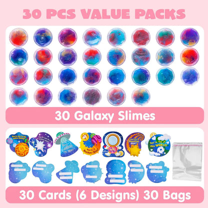 30 Pack Galaxy Slime Fidget Toy with Irregular Cards for Stress Relief
