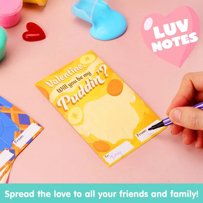 Valentine's Day Cards with Butter Slime Fidget Toys, 30 Packs of 6 Designs
