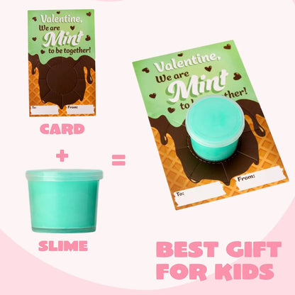 Valentine's Day Cards with Butter Slime Fidget Toys, 30 Packs of 6 Designs