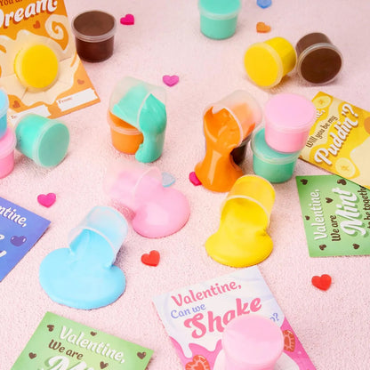 Valentine's Day Cards with Butter Slime Fidget Toys, 30 Packs of 6 Designs