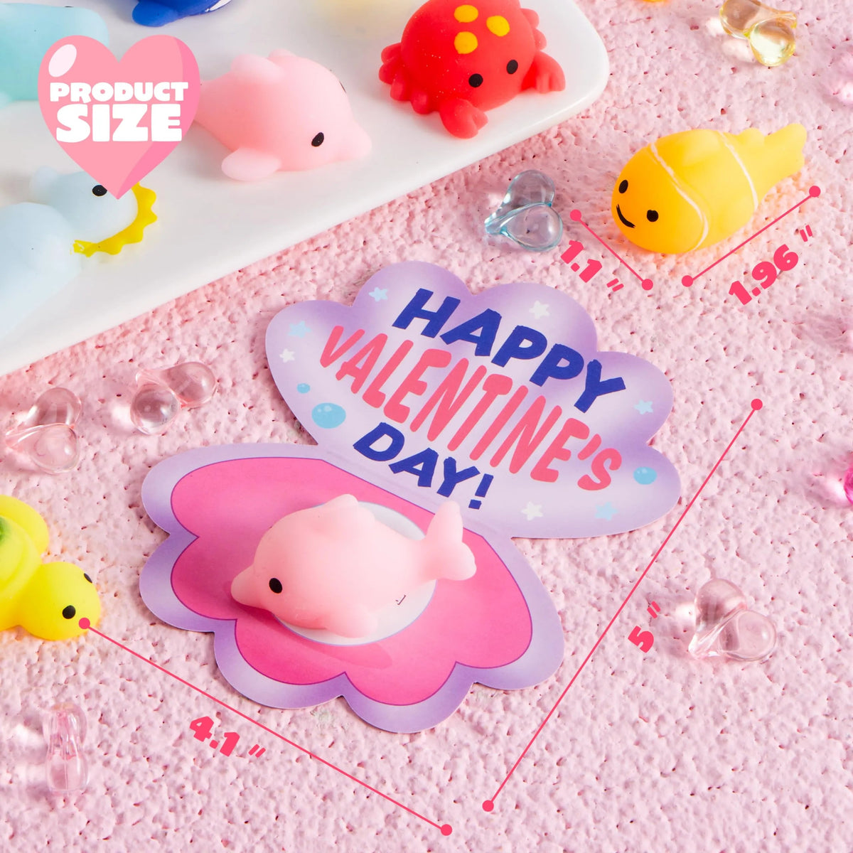 30 Packs Valentine's Day Gift Cards with Mochi Squishy Toys for Kids Exchange Prizes