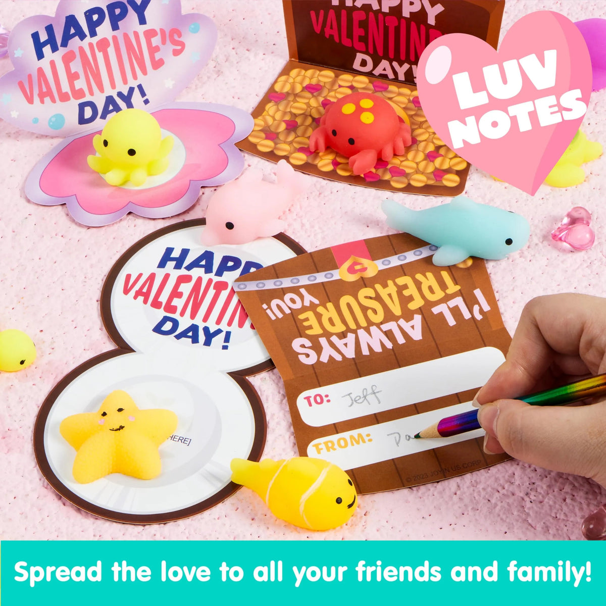 30 Packs Valentine's Day Gift Cards with Mochi Squishy Toys for Kids Exchange Prizes