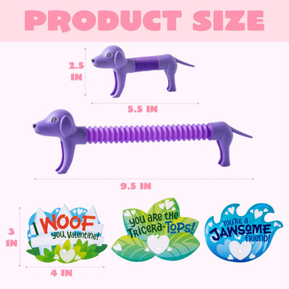 30-Pack Valentine's Day Cards with Critter Pop Tubes for Kids Classroom Gift Exchange