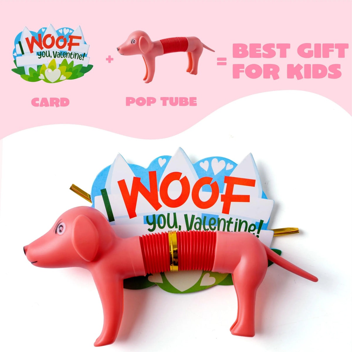 30-Pack Valentine's Day Cards with Critter Pop Tubes for Kids Classroom Gift Exchange